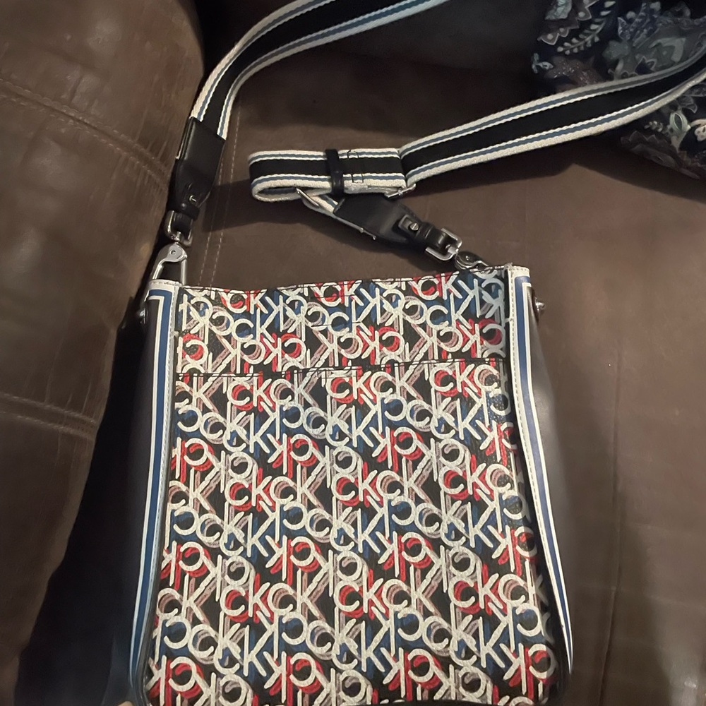 Calvin Klein Red, Blue, and White Crossbody Bag